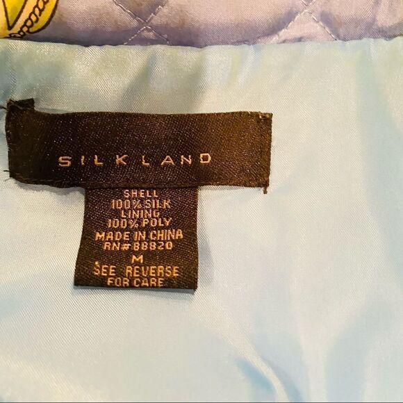 Silkland 100% Silk Quilted Puffer  Zip Up Jacket Size Medium - Picture 6 of 9